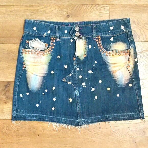 Ink Slinger Denim Mini skirt sz 31 - Picture 1 of 10